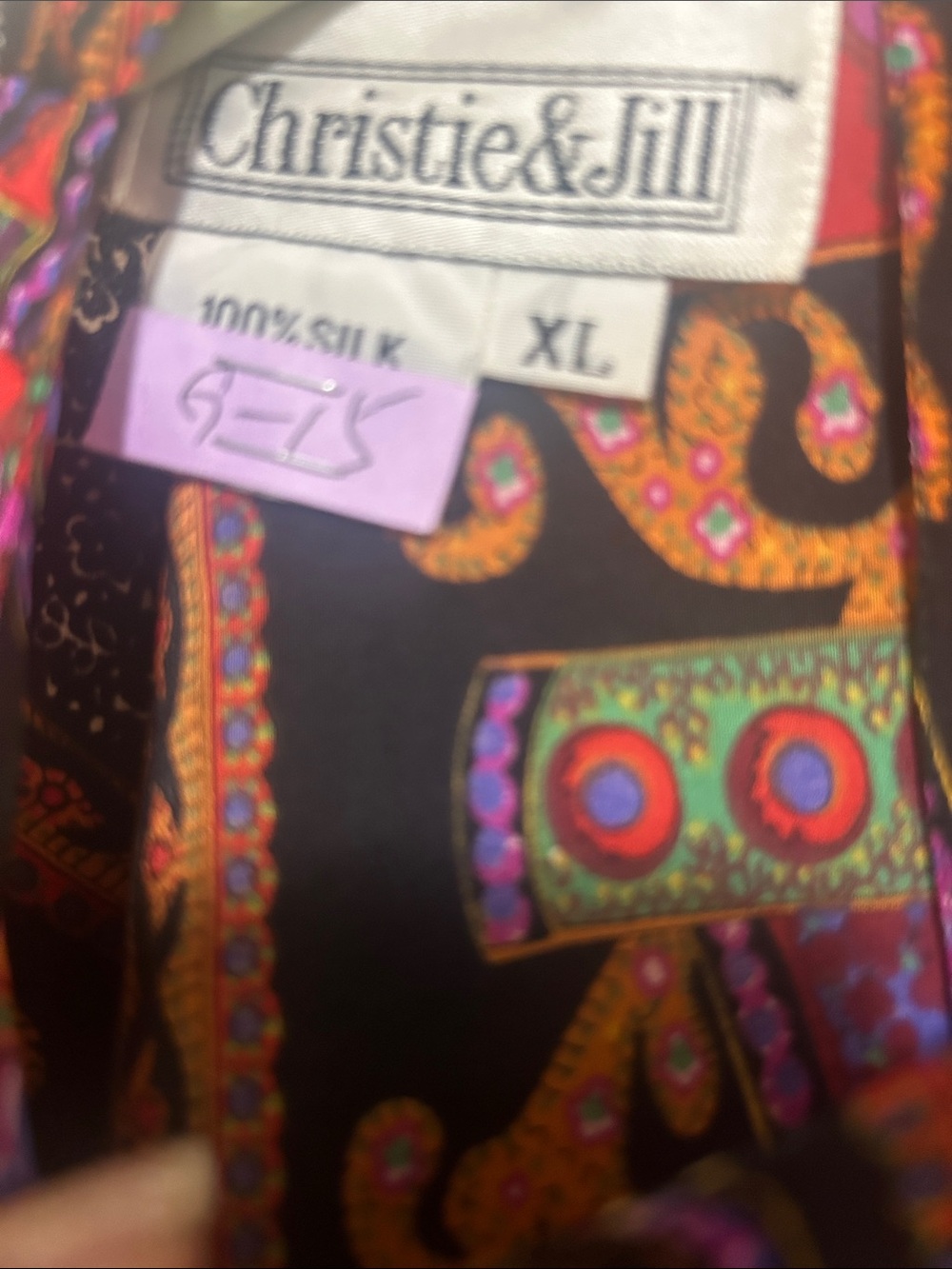 Vintage Christie & Jill Paisley Blouse Silk XL - Picture 2 of 3